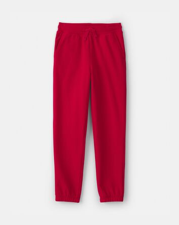 Kids Drawstring Knit Joggers - Red, 
