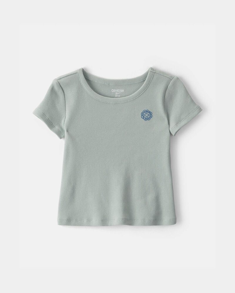 Toddler Girl OshKosh Logo Ribbed Tee - Green, image 1 of 3 slides
