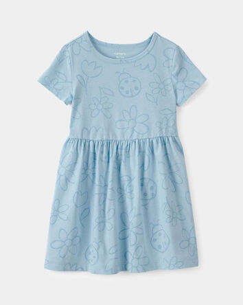 Toddler Girl Floral Ladybug Short-Sleeve Dress - Blue, 