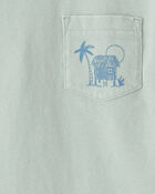 Toddler Boy Tropical Beach Pocket Tee - Mint Blue, image 2 of 3 slides