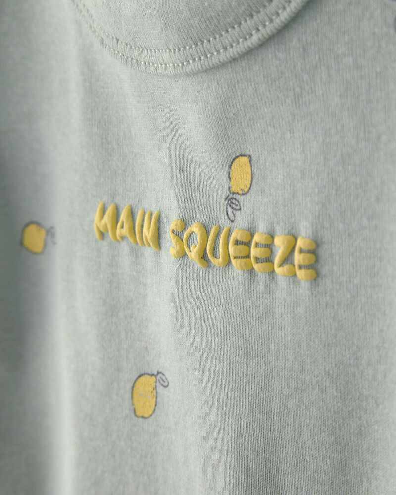 Baby Girl 'Main Squeeze' Lemon Short-Sleeve Romper - Green, image 2 of 4 slides
