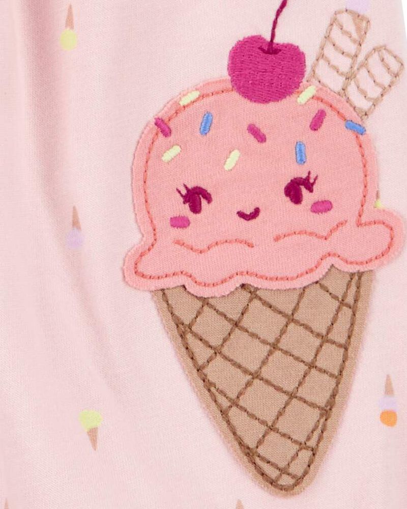 Baby Girl Ice Cream Romper - Pink, image 2 of 3 slides