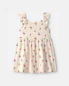 Baby Girl Cherry Ruffle-Sleeve Dress - Cream, image 1 of 4 slides