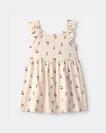 Baby Girl Cherry Ruffle-Sleeve Dress - Cream, 
