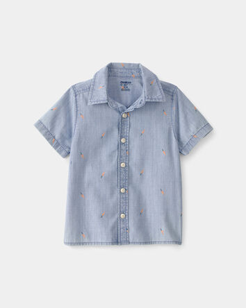 Toddler Boy Easter Carrot Chambray Short-Sleeve Button-Down Shirt - Light Wash, 