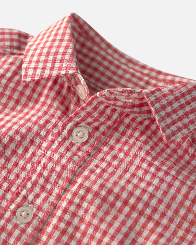 Toddler Boy 2-Piece Top & Short Set Made with Organic Cotton in Red Gingham, image 6 of 7 slides
