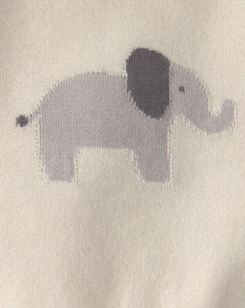 Baby 2-Piece Elephant Short-Sleeve Sweater Top & Short Set - Ivory, 