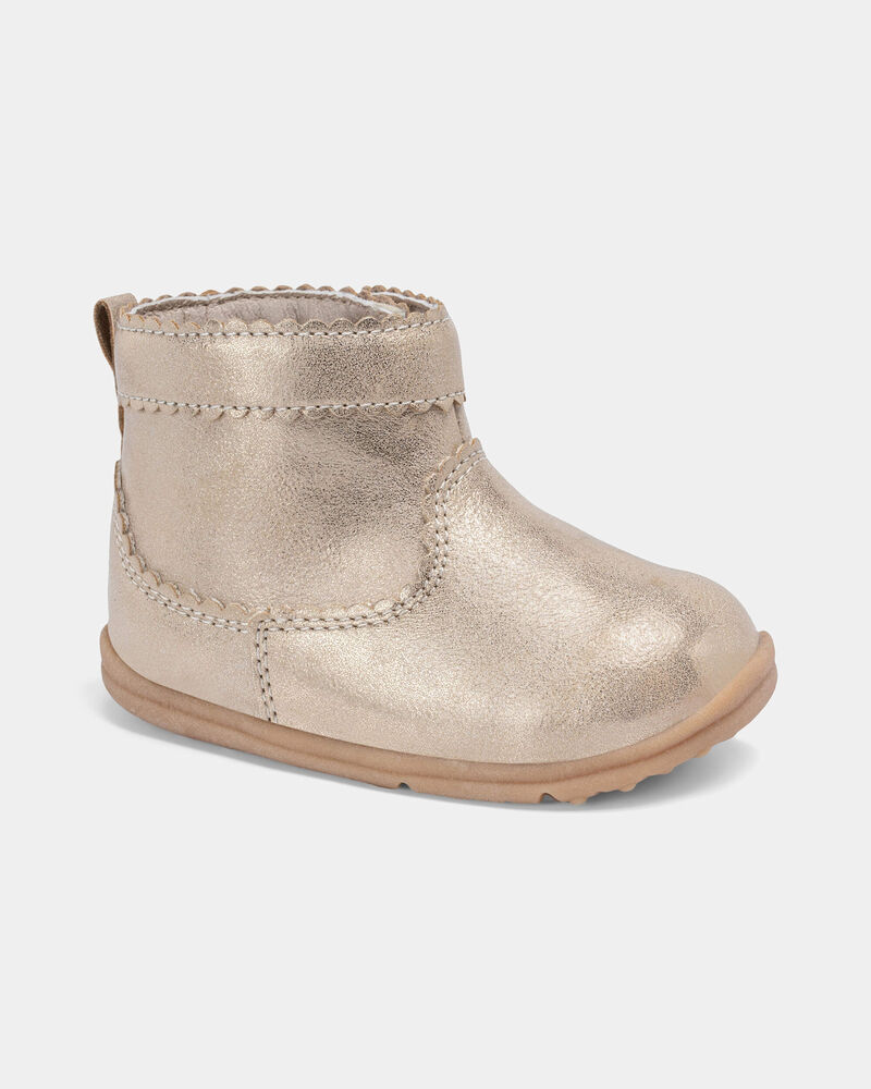 Baby Girl Every Step&reg; First Walker Metallic Boots - Gold, image 1 of 6 slides