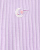 Toddler Girl Moon Rib Loose Fit 2-Piece Pajama Set - Purple, image 4 of 5 slides