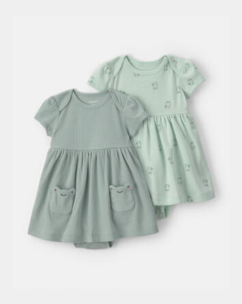 Baby Girl 2-Pack Frog Short-Sleeve Dresses - Green, 