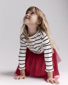Toddler Girl Striped Mock Neck Ruffle Long-Sleeve Top - Black/White, image 4 of 6 slides