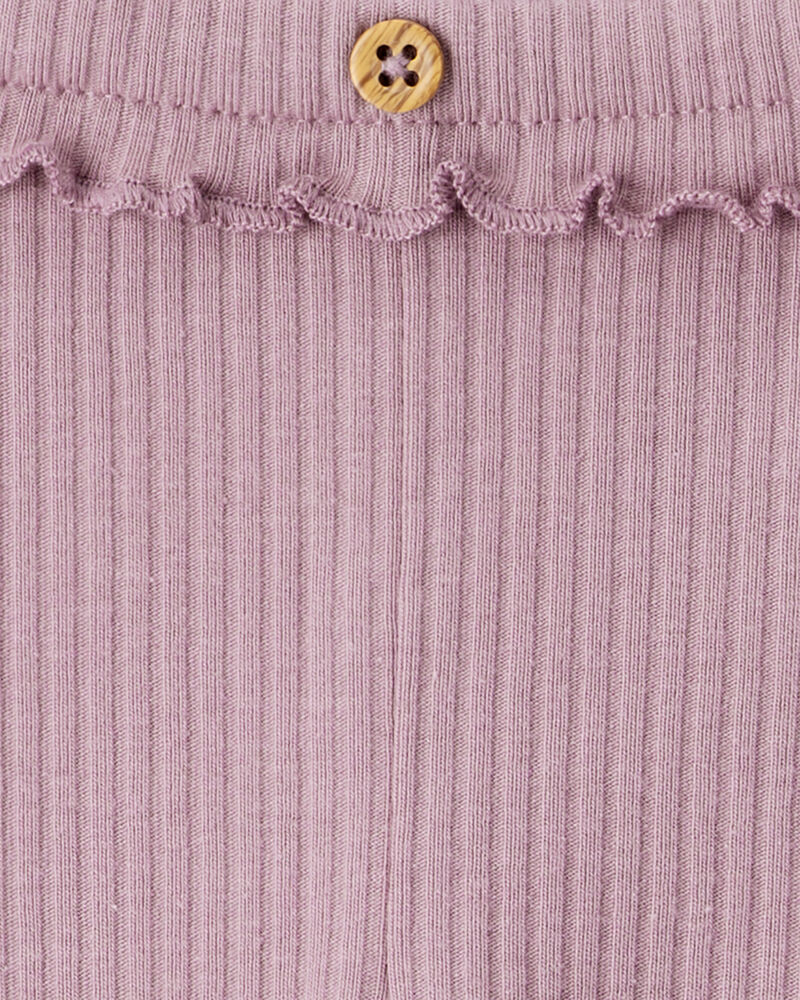 Baby Girl 2-Pack Ruffle Waist Rib Pants - Purple, image 4 of 5 slides