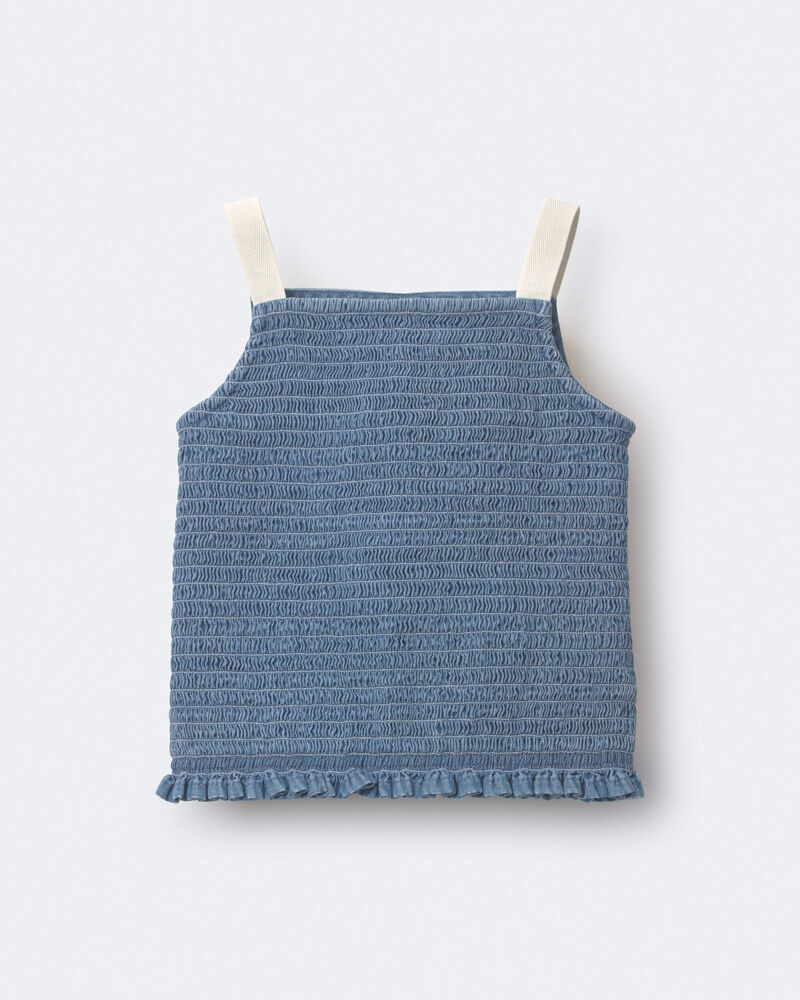 Toddler Girl Smocked Peplum Top in Chambray , image 2 of 6 slides