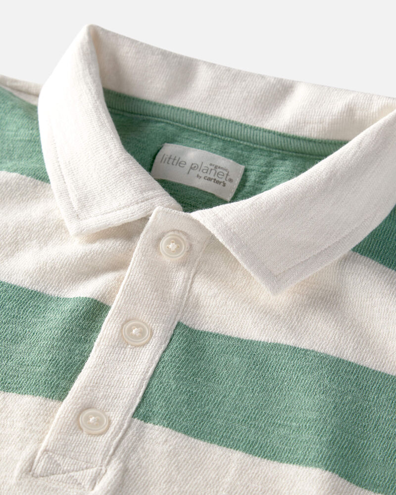 Boys Polo Shirt Made with Organic Cotton in Stripes, image 2 of 4 slides