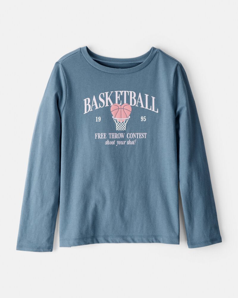 Girls Basketball Long-Sleeve Graphic Tee - Blue, image 1 of 3 slides