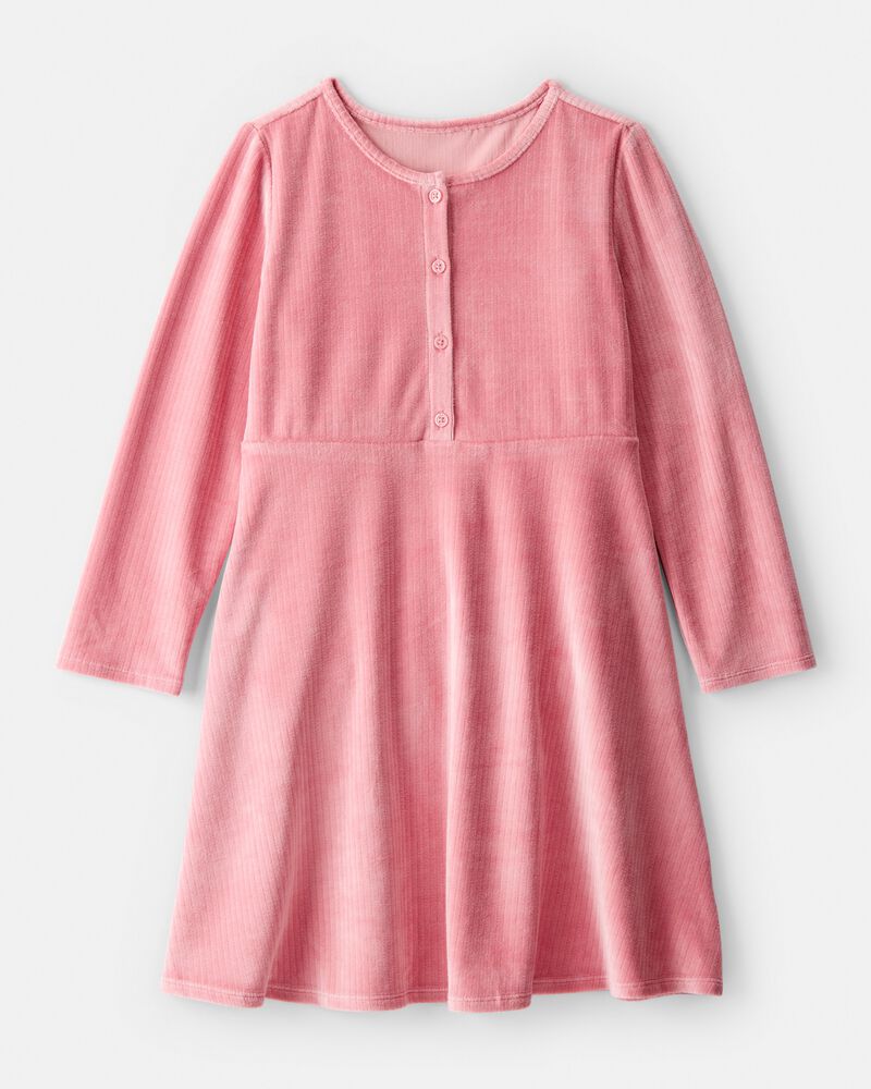 Girls Cozy Rib Dress - Pink, image 1 of 4 slides