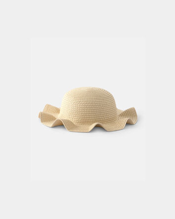 Baby Girl Straw Sun Hat - Tan, 