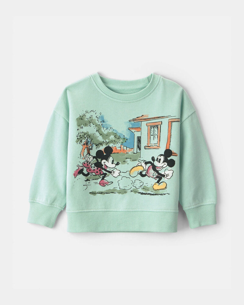 Toddler Girl Disney&copy; Mickey Mouse French Terry Pullover Sweatshirt - Green, image 1 of 4 slides