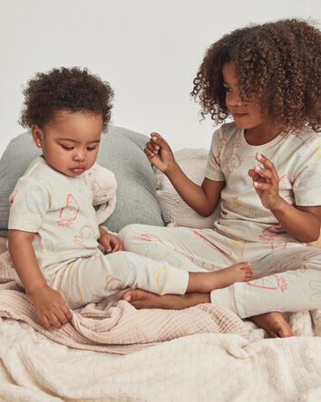 Toddler Easter Bunny 100% Cotton Snug Fit 2-Piece Pajama Set - Cream, 