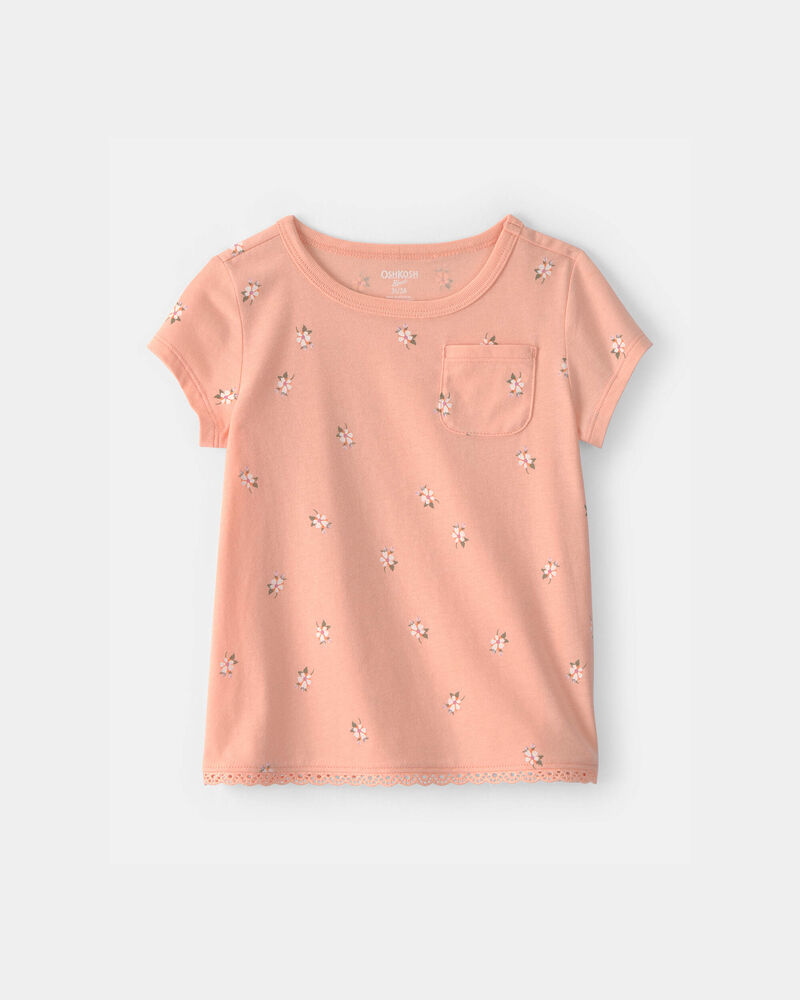 Toddler Girl Floral Top - Orange, image 1 of 4 slides
