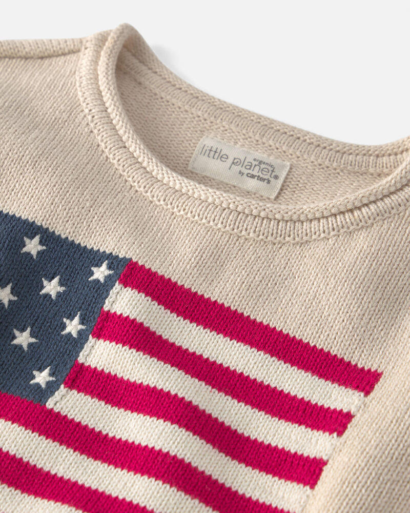 Kid Organic Cotton American Flag Knit Sweater, image 2 of 4 slides