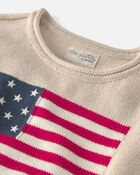 Kid Organic Cotton American Flag Knit Sweater, image 2 of 4 slides