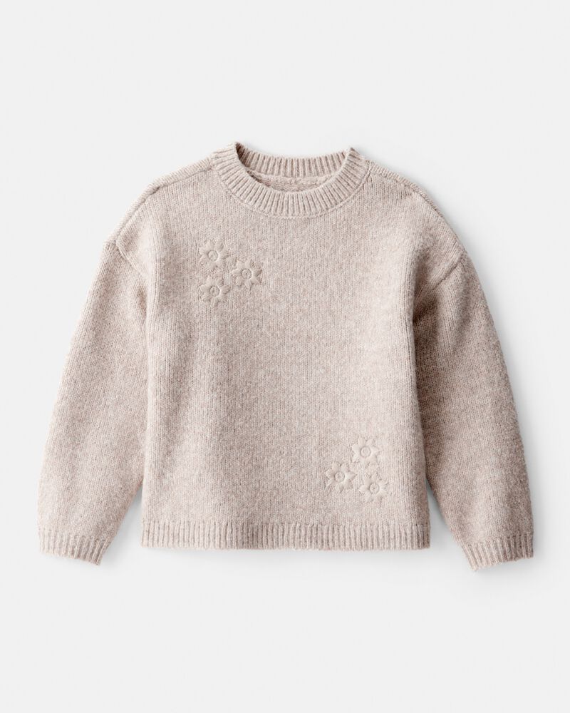 Toddler Girl Floral Long-Sleeve Sweater - Cream, image 1 of 4 slides