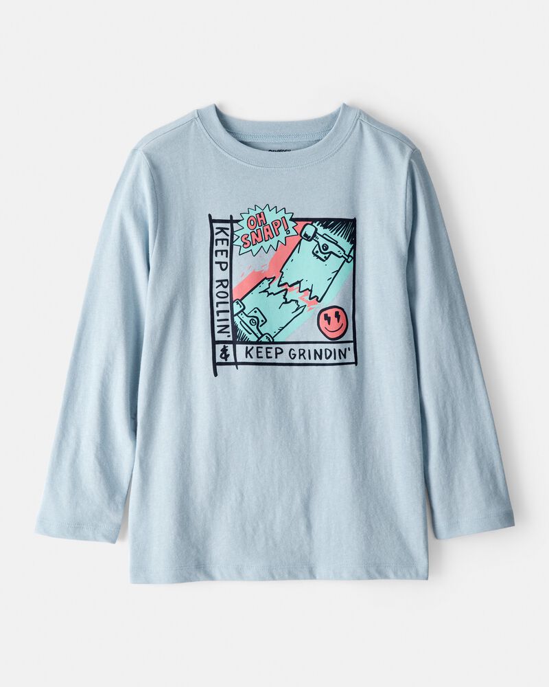 Boys Skateboard Long-Sleeve Graphic Tee - Blue, image 1 of 3 slides