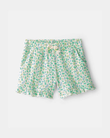 Toddler Girl Ruffle-Trim Floral Shorts - Green, 