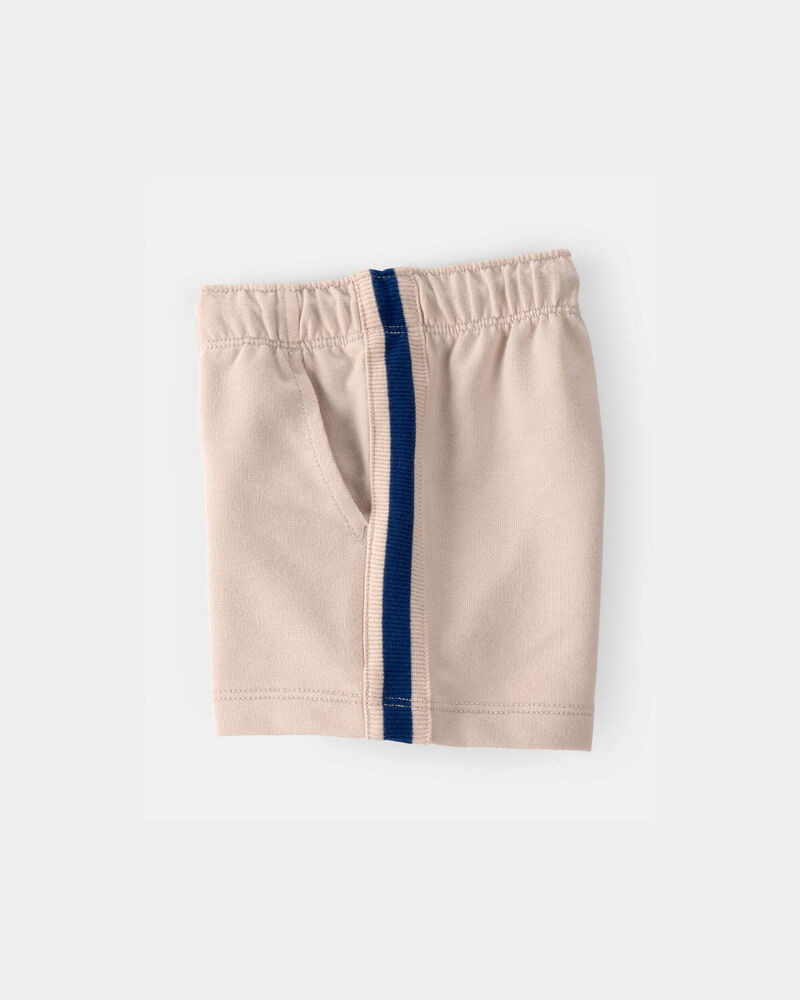 Baby Boy Striped French Terry Shorts - Khaki/Blue, image 3 of 5 slides