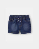 Baby Boy Denim Drawstring Shorts - Dark Wash, image 1 of 4 slides