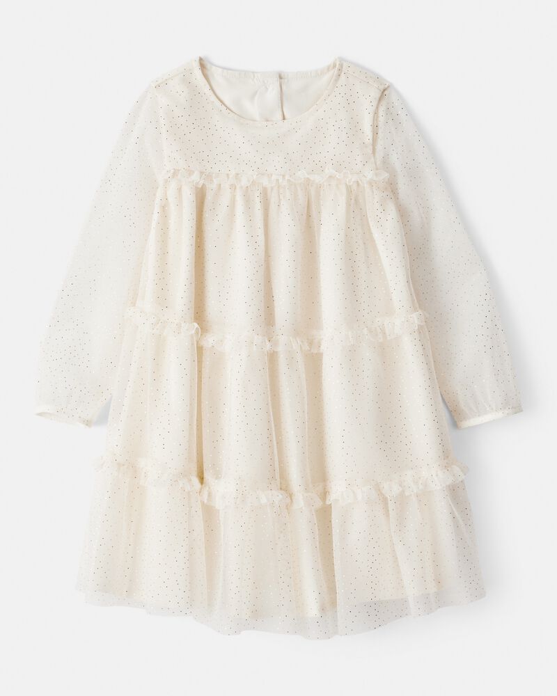 Toddler Girl Tulle Dress - Cream, image 1 of 5 slides