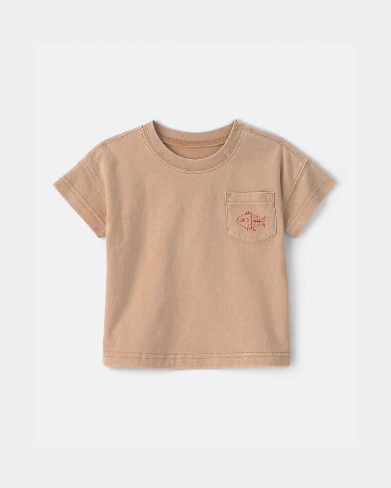 Baby Boy Fish Pocket Tee - Brown, image 1 of 3 slides