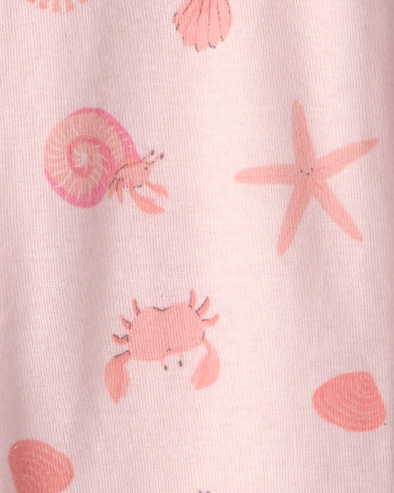 Baby Girl Seashell 100% Cotton Snug Fit 1-Piece Pajama - Pink, image 3 of 4 slides