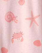 Baby Girl Seashell 100% Cotton Snug Fit 1-Piece Pajama - Pink, image 3 of 4 slides