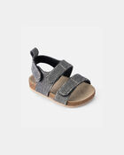 Baby Boy Striped Sandals - Black, image 1 of 6 slides