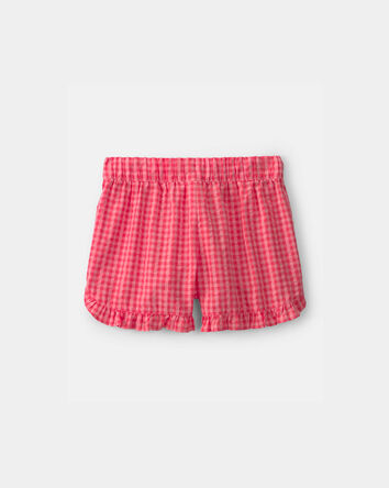 Girls Ruffle-Trim Gingham Shorts - Pink, 