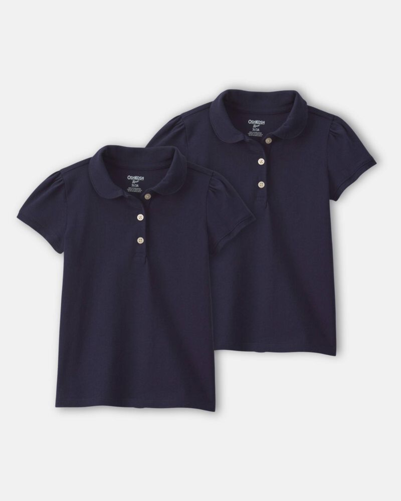 Toddler Girl 2-Pack Uniform Polo Shirts - Navy, image 1 of 3 slides
