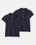 Toddler Girl 2-Pack Uniform Polo Shirts - Navy, image 1 of 3 slides