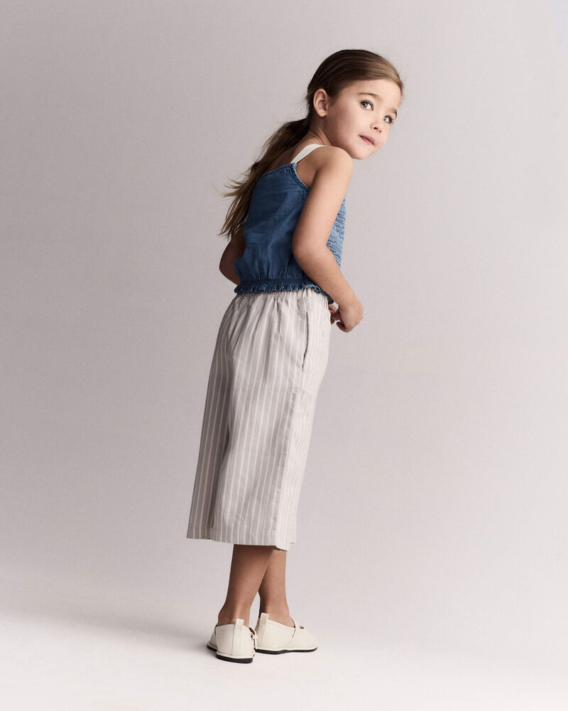 Toddler Girl Smocked Peplum Top in Chambray , image 6 of 6 slides