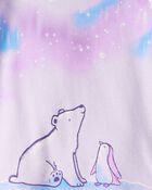 Toddler Girl Polar Bear & Penguin 100% Cotton Snug Fit 4-Piece Pajamas - Purple, image 2 of 4 slides