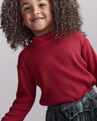 Toddler Girl Mock Neck Long-Sleeve Top - Red, image 1 of 6 slides