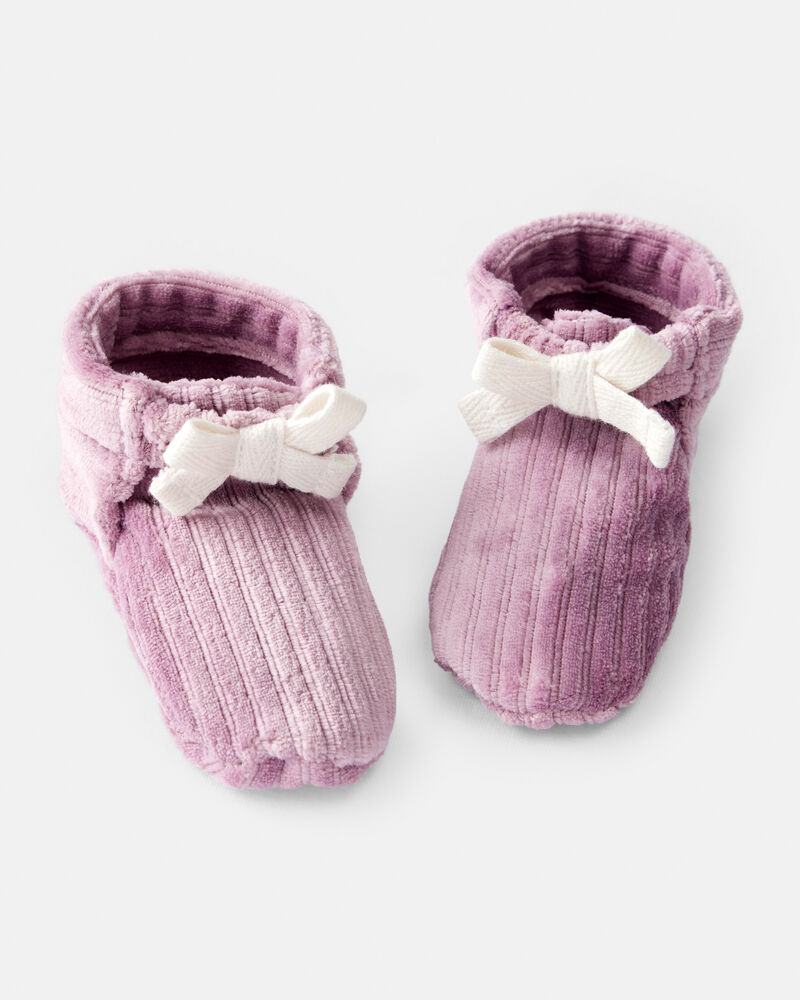 Baby Girl Velour Rib Booties - Pink , image 1 of 2 slides
