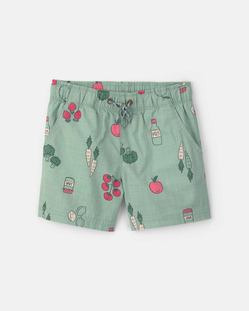 Toddler Boy Veggie Fruit Shorts - Green, image 1 of 4 slides