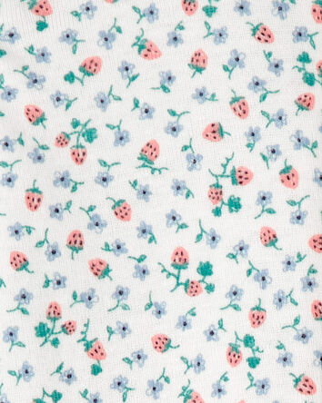 Toddler Girl Strawberry 100% Cotton Snug Fit 1-Piece Pajama, 