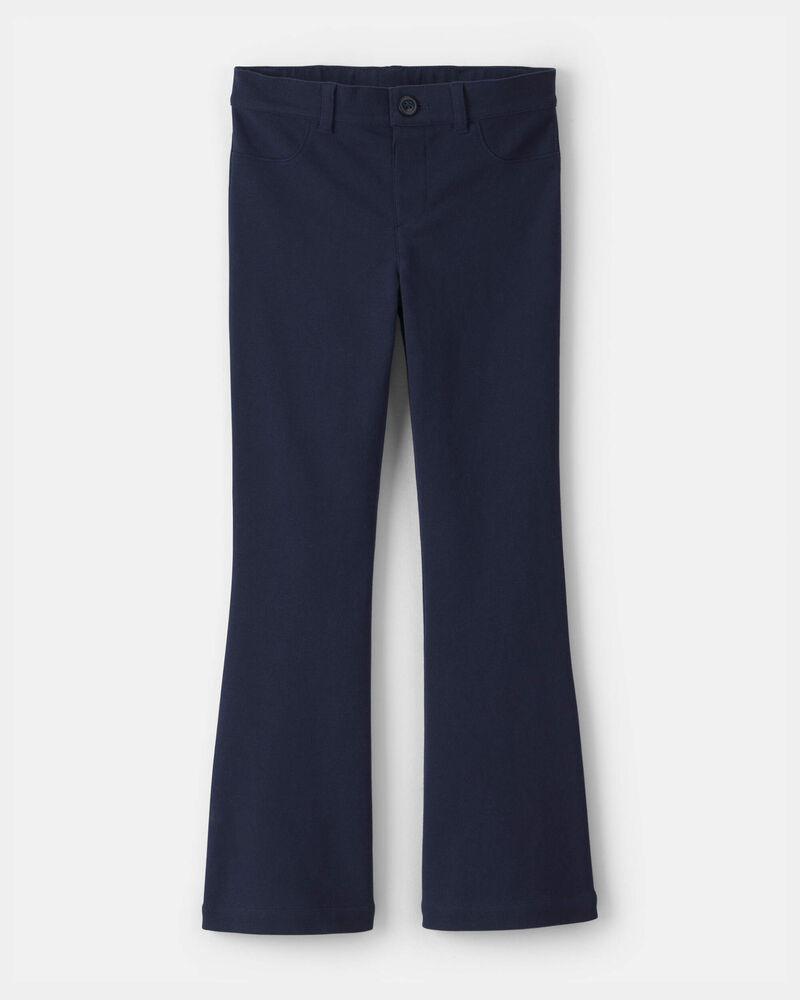 Girls 3-Pack Uniform Ponte Flare Pants - Navy, image 2 of 4 slides