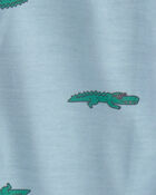 Toddler Boy Alligator Short-Sleeve Loose Fit 2-Piece Pajama Set - Blue, image 2 of 3 slides