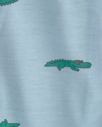 Toddler Boy Alligator Short-Sleeve Loose Fit 2-Piece Pajama Set - Blue, 