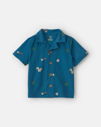 Toddler Boy Camp Short-Sleeve 2-Piece Pajama Set - Blue, 