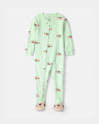 Toddler Dog 100% Cotton Snug Fit 1-Piece Pajama - Green, image 1 of 4 slides